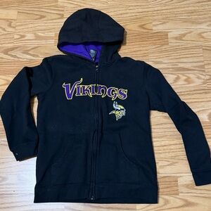 NFL Minnesota Vikings Youth Full Zip Hoodie Sweatshirt L/G 14–16 Black Purple